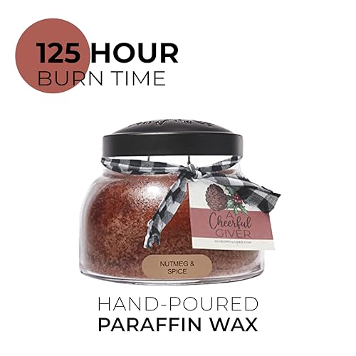 A Cheerful Giver - Nutmeg & Spice - 22oz Mama Scented Candle Jar with Lid - Keepers of The Light - 125 Hours of Burn Time, Gift for Women, Brown - size: 22 oz, style: Nutmeg & Spice