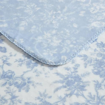 Laura Ashley - Plush Throw Blanket, 50x70, Soft and Warm with a Lightweight Feel, Reversible Floral and Stripe Design, Bedford Blue - color: Bedford Stripe Blue