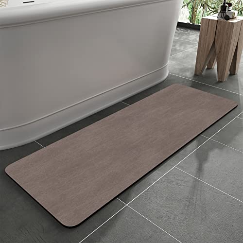 MontVoo -Bath Mat Rug-Rubber Backing Non Slip Quick Dry Absorbent Thin Bathroom Rugs Fit Under Door-Faux Suede Surface Bathroom Floor Mats-Shower Rug for in Front of Bathtub Shower Brown 24"x48" - color: Brown, size: 48" x 24"