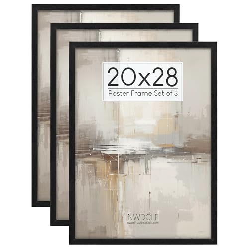 20x28 Poster Frame Black 3 Pack, Scratch-Proof Picture Frames 20 x 28 with HD Plexiglass, Wall Gallery Photo Frames, Horizontal or Vertical Wall Mounting - color: Black, size: 20X28