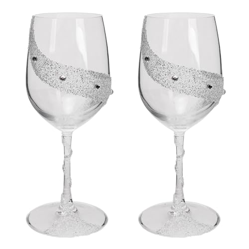Bling Rhinestone Red Wine Glasses Set of 2 – Elegant Crystal Glass with Artificial Diamonds – 300ml Capacity, Long Stem,Perfect for Red or White,Daily Use,Unique Wedding Anniversary or Birthday Gift.