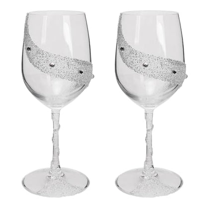 Bling Rhinestone Red Wine Glasses Set of 2 – Elegant Crystal Glass with Artificial Diamonds – 300ml Capacity, Long Stem,Perfect for Red or White,Daily Use,Unique Wedding Anniversary or Birthday Gift.