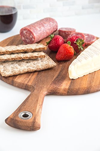Ironwood Gourmet Round Provencale Paddle Round, Acacia Wood 0.5 x 12 x 16 inches - size: 16"L x 12"W