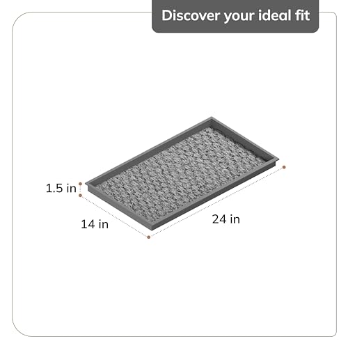 Anji Mountain AMB0BT2F-007 Black Rubber Boot/Shoe Tray with Coir, Fits 2 Pair (24.5" Wide), Tan & Blue Insert - color: Tan and Blue Insert, size: 24" x 14" x 1.5"