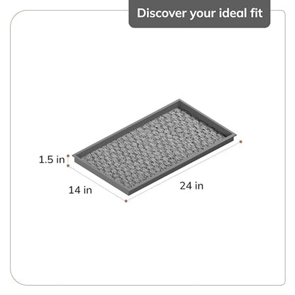 Anji Mountain AMB0BT2F-007 Black Rubber Boot/Shoe Tray with Coir, Fits 2 Pair (24.5" Wide), Tan & Blue Insert - color: Tan and Blue Insert, size: 24" x 14" x 1.5"