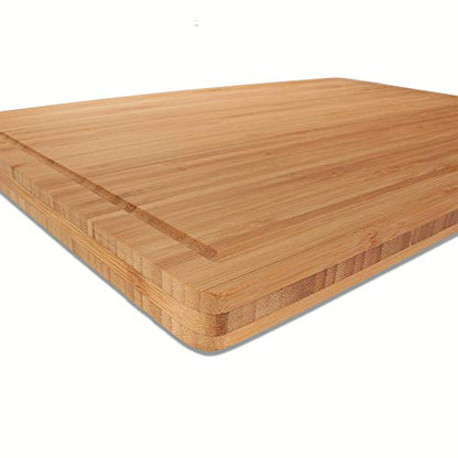 BambooMN Heavy Duty Premium Bamboo Cutting Board - 17.25"x11.75"x0.75" - Grooved/Flat - 2 Pieces - size: 17.3" x 11.8" (3-Ply)
