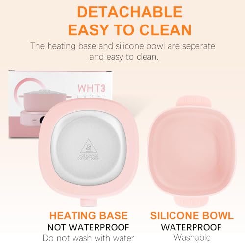 Digital Hair Removal Wax Warmer, Adjustable Temperature Waxing Machine for Women Hair Removal, Face, Bikini, Legs and Body, with Silicone Wax Pot Liner (Pink) - color: Pink
