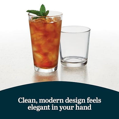 Libbey Flare Rocks, Glass Tumbler Set, Stylish Lead-Free Drinking Glasses Set of 16, Dishwasher-Safe Glass Cups Set for Daily Use and Parties - color: 04 - Flare