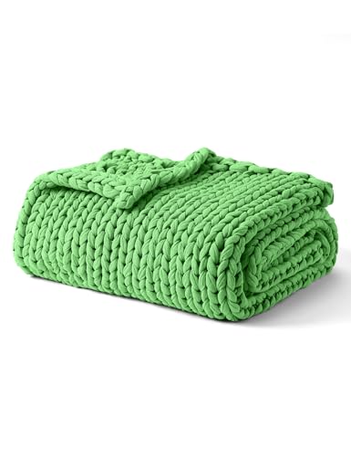 YnM Cooling Weighted Blanket, 100% Cotton Handmade Chunky Knitted Blanket, Weighted Lap, Breathable Heavy Blankets, Machine Washable Throw for Sleep or Home Decor (Green, 25x35 Inch, 3lbs) - color: Green, size: 25 in x 35 in 3 lb