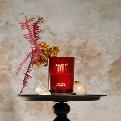 Jar Candles for Home Scented - Aromatherapy Candles Gifts for Women & Men - Natural Soy Candle - 8.4oz Traditional Style - Leather & Saffron - color: Leather & Saffron