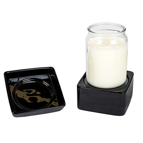 Elanze Designs Black Candle Warmer Black Stoneware Electric 2-in-1 Jar Candle and Wax Tart Oil Warmer - color: Black