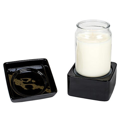 Elanze Designs Black Candle Warmer Black Stoneware Electric 2-in-1 Jar Candle and Wax Tart Oil Warmer - color: Black