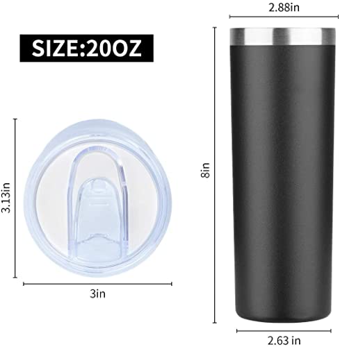 HASLE OUTFITTERS 20 oz Skinny Tumblers Bulk Set, Stainless Steel Insulated Slim Tumblers with Lids, Reusable Double Wall Travel Coffee Mugs, Durable Powder Coated Travel Water Cups(Black, 12) - color: Black, size: 20 oz (12 Count)
