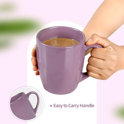 BYCNZB 27OZ Extra Large Ceramic Coffee Mug, Jumbo Coffee Mugs, Big Tea Cups with a Large Handle for Office and Home set of 2 (Purple) - color: Purple