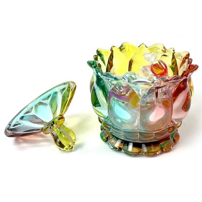 Colorful Crystal Glass Candy Snack Barrel Storage Jar Embossed Luxury Cookie Buffet Canister With Lids Jewelry Box Jar Biscuit Containers - color: Flower Throne