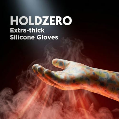 Heat Resistant Gloves for Cooking Thickened Silicone Coating Cotton Liner Waterproof Food Grade Graffiti-Art Printing Medium - size: Medium