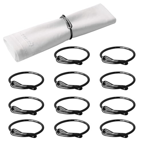 wonlex Elegant Modern Napkin Ring Buckles Set of 12 Cute Brushed Napkin Rings Serviette Napkin Holder Ring for Weddings Dinner Engagement Party Table (Infinity Knot-Black) - style: Infinity Knot-Black