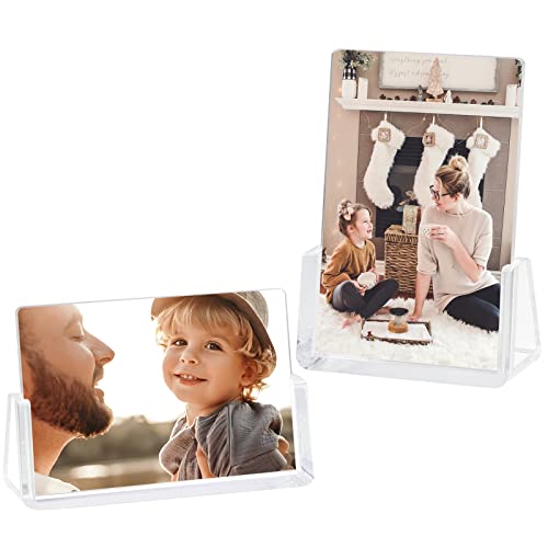 Boxalls 2 Pack Picture Frames 4x6 with Clear Base Stand, Acrylic Photo Frame Frameless for Desk Display Decoration(Horizontal + Vertical) - color: Clear, size: 4x6''
