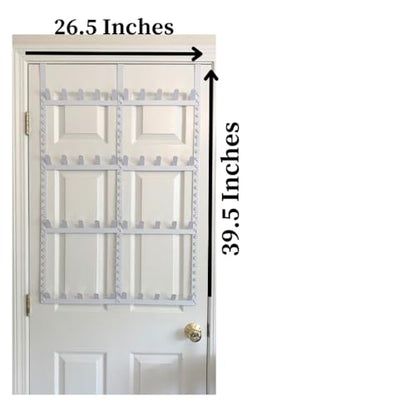 Evelots Rack for Purses, Belts, Jewelry, Ties, Hats - New Over the Door Organizer - Adjustable 8 Tier - 40 Hooks for Multi Uses - Easy Assembly - No Tools Needed - White Coated Sturdy Metal - size: 1 Pack, style: 8-Tier Over-The-Door