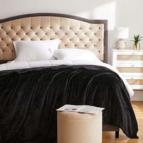 KMUSET Super Soft Throw Blanket Premium Silky Flannel Fleece Throw Size Black Microfiber Lightweight Blanket All Season Use - color: Black, size: Throw(50"x60")