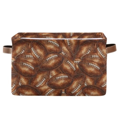 Football Rectangular Storage Basket Organizer Bin Shelf Baskets For Home Office Dorm - color: Football