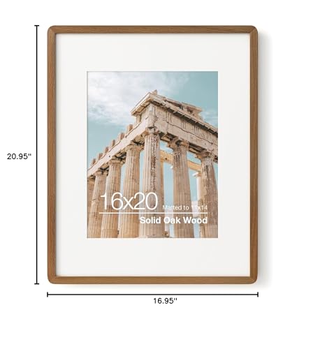 16x20 Picture Frame | Solid Oak Wood 16x20 Poster Frame | 16 x 20 Picture Frame With Mat For 11x14 | Tempered Glass And Hanging Hardware Included | 20 x 16 Photo Frame Wood (Walnut, 1 Pack) - color: Walnut, size: 16''x20''-1p