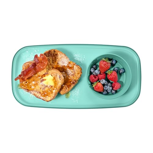 madesmart dipware Small Serving Plate, Stackable & Removable Dip Bowl for Salsa, Queso, Salad, Olives, Dishwasher & Microwave Safe, Multipurpose Plate & Bowl, Teal - color: Translucent Teal, size: Small