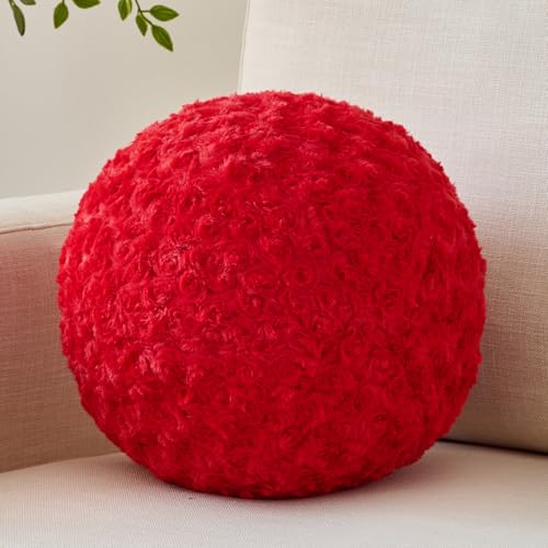 Ball Pillow, Decorative Round Pillow for Couch n, Circle Throw Pillows, Perfect Ball Pillows for Couch, Stylish Decorative Pillows, Versatile Round Throw Pillow (Red, Medium-11.8 Inches) - color: Red, size: Medium-11.8 Inches