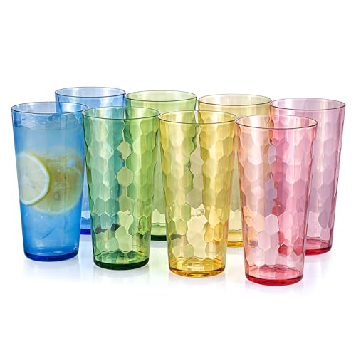 KOXIN-KARLU Mixed Drinkware 26-ounce Plastic Tumbler Acrylic Water Glasses, set of 8 Multicolor - color: Multicolor