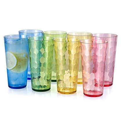 KOXIN-KARLU Mixed Drinkware 26-ounce Plastic Tumbler Acrylic Water Glasses, set of 8 Multicolor - color: Multicolor