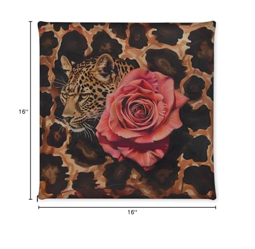Leopard Rose Memory Foam Chair Cushion for Dining Chair Comfortable Leopard Print Seat Cushion Non Slip Kitchen Cafe Office Square Chair Pad - color: Multi 3