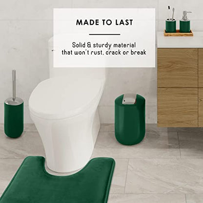 Clara Clark Bathroom Set - Green Bathroom Accessories Set, Bathroom Sets with Shower Curtain and Rugs, 23PC Shower Curtain Set with Liner, Soap Dispenser, Soap Dish, Toilet Brush Holder, and Trash Can - color: Hunter Green, size: Complete Set + Bath Rugs