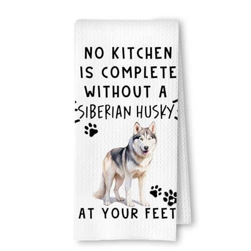 Siberian Husky Funny Dog Kitchen Dish Towels - Siberian Husky Waffle Weave Hand Towels,A Kitchen is Not Complete Dish Towel for Home Bathroom,Dog Lovers Gift,16×24 Inch - color: Siberian at Your Feet