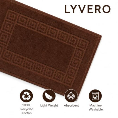 100% Recycle Cotton Bath Mat Mocha Key Pattern Bath Rug [Not a Bathroom Rug], Soft Absorbent 330 GSM Shower Floor Towel Set, Hotel Spa Quality, Machine Washable (2 Pack) - color: Mocha