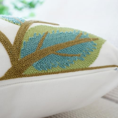 vctops Floral Embroidered Pillow Covers 18x18 Inch Spring Summer Cotton Tufted Throw Pillow Cover Outdoor Garden Cushion Case for Sofa, Bed, Living Room (Flower G,18"x18") - color: Flower G