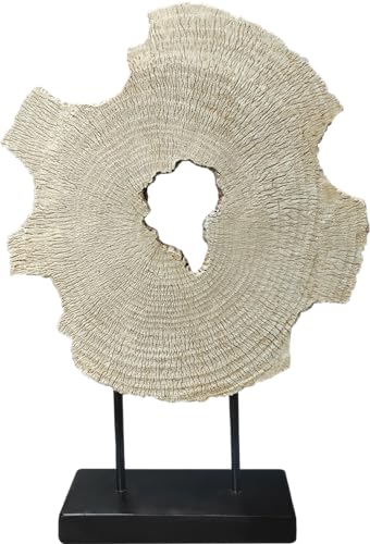 Modern Abstract Decorative Sculpture, Dining Living Room Desk Decor,Geometric Home Decor Statues,Shelf Top Decor Aesthetics, Wood Grain White - color: 13.58"wood Grain White