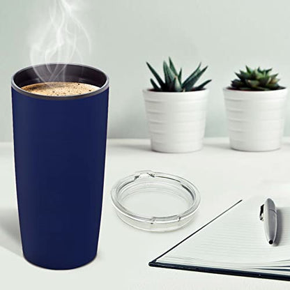 DISCOUNT PROMOS Plastic Tumblers 20 oz. Set of 6, Bulk Pack - With lids, Ice Coffee Tumbler, To Go Cup, Insulated - Blue - color: Blank – Blue