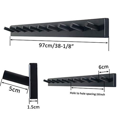 WEBI Coat Rack Wall Mounted,10 Hooks,38" Long Coat Hanger Wall Mount,Bamboo Peg Rail Hat Hooks for Hanging Caps,Jacket,Clothes,Coats,Black,2 Packs - color: Black, size: 38 inch(2 Packs)
