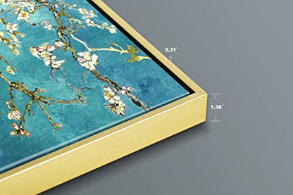 Wieco Art Framed Wall Art Giclee Canvas Prints of Almond Blossom by Vincent Van Gogh Paintings Reproduction Abstract Artwork for Wall Decor - size: 32"L x 24"W