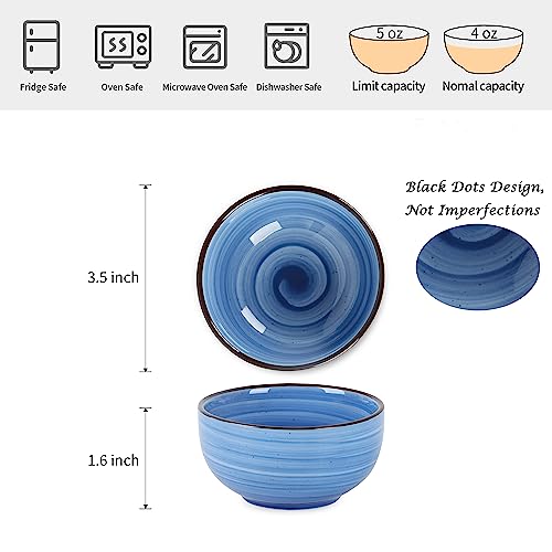 Selamica Ceramic Mini Bowls, 4 OZ Dipping Bowls, 3.5 Inch Gradient Blue Set of 6, Microwave & Dishwasher Safe - color: Gradient Blue, size: 4 Oz
