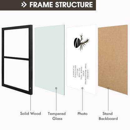 Golden State Art, 8x10 Double Picture Frame, Display Two 8x10 Photos(Black) | Solid Wood- Real Glass For Wall Mounting (Black, 2 Pack) - color: Black, size: 2 Openings 8x10 (2 Pack)