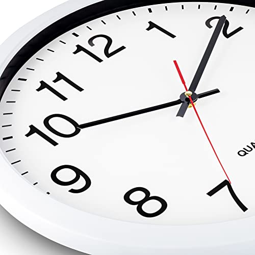 Bernhard Products White Wall Clocks, 2 Pack Silent Non Ticking - 16 Inch Extra Large Quality Quartz Battery Operated Round Easy to Read Home/Office/Business/Kitchen/Classroom/School Clock, Black Hands - color: White, size: 16 Inch - 2 Clocks