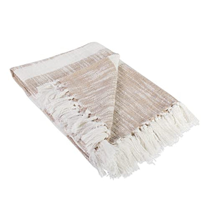 DII Mid-Century Modern Slub Stripe Woven Throw, Taupe, 50x60 - color: Taupe