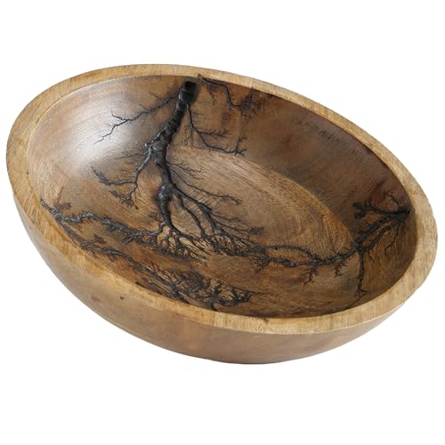 WHW Whole House Worlds Tree of Life Embellished Mango Wood Bowl, Handcrafted, Incised Details, Durable Lacquered Finish, 9.75 W x 2.75 H inches, 1.5 lbs