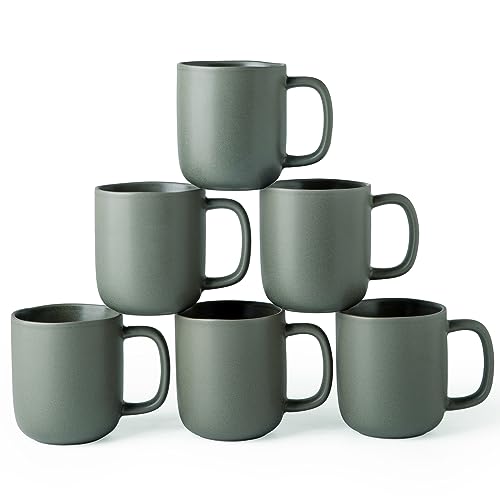 AmorArc 14oz Coffee Mugs Set of 6, Ceramic Coffee Mugs with Large Handle & Wavy Rim for Latte/Hot Cocoa/Tea, Stylish Coffee Mugs for Men Women. Oven,Dishwasher&Microwave Safe, Reactive Glaze - color: Reactive Glaze