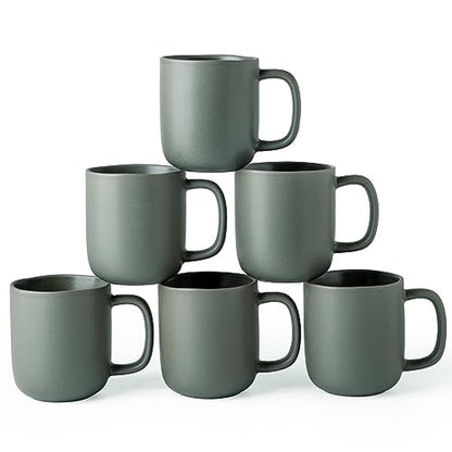 AmorArc 14oz Coffee Mugs Set of 6, Ceramic Coffee Mugs with Large Handle & Wavy Rim for Latte/Hot Cocoa/Tea, Stylish Coffee Mugs for Men Women. Oven,Dishwasher&Microwave Safe, Reactive Glaze - color: Reactive Glaze