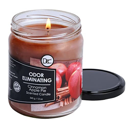 Cinnamon Apple Pie Odor Eliminating Highly Fragranced Candle - Eliminates 95% of Pet, Smoke, Food, and Other Smells Quickly - Up to 80 Hour Burn time - 12 Ounce Premium Soy Blend - color: Cinnamon Apple Pie