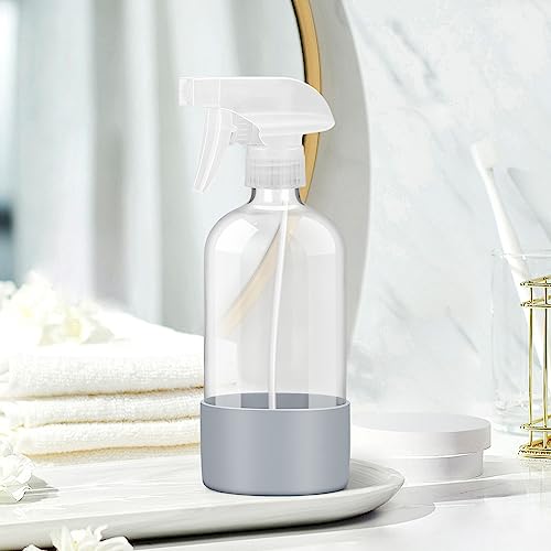 Rionisor Glass Spray Bottles with Silicone Sleeve Protection, Empty 16 oz Refillable Containers, Reusable Spray Bottles with Adjustable Nozzle for Hair, Cleaning Solutions, Essential Oils 1 Pack Grey - color: Grey, style: 1 Pack