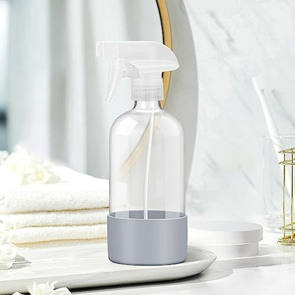 Rionisor Glass Spray Bottles with Silicone Sleeve Protection, Empty 16 oz Refillable Containers, Reusable Spray Bottles with Adjustable Nozzle for Hair, Cleaning Solutions, Essential Oils 1 Pack Grey - color: Grey, style: 1 Pack