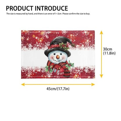 Christmas Theme Placemats Set of 4, Linen Place Mats for Kitchen and Dining Table Rectangular Table Mats 17.7 x 11.8 inch Christmas Cute Snowman Print - color: Christmas Snowman, size: Set of 4